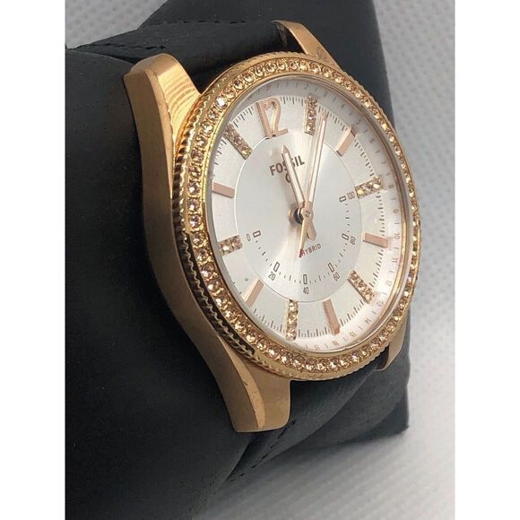 Fossil Q FTW5016 Womens Black Leather Analog White Dial Hybrid Smart Watch HK143 - Picture 3 of 9